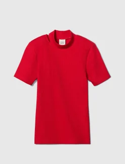 Calvin Klein Schmales T-Shirt mit Rundhalsausschnitt und Cutouts^Damen T-shirts & Tops