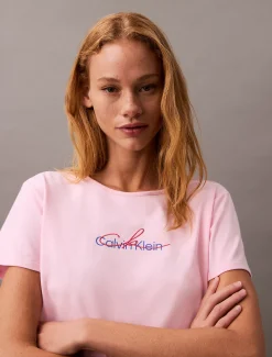 Calvin Klein Schmales T-Shirt mit Schriftzug-Logo^Damen T-shirts & Tops