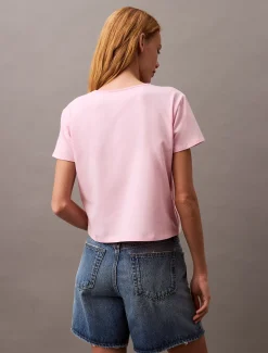 Calvin Klein Schmales T-Shirt mit Schriftzug-Logo^Damen T-shirts & Tops