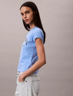 Calvin Klein Schmales T-Shirt mit Varsity-Logo^Damen T-shirts & Tops