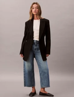 Calvin Klein Schmales Velours-T-Shirt mit grafischem Logo^Damen T-shirts & Tops