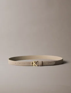 Calvin Klein Schnallengürtel aus Wildleder mit Monogramm^Damen Gürtel