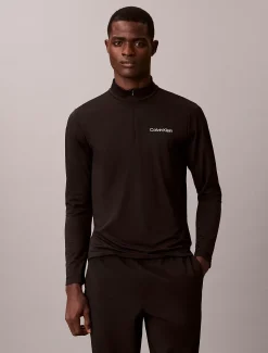 Calvin Klein Schnell trocknendes, langärmliges Funktionstop mit Viertelreißverschluss^Herren Jacken & Pullovers|Tops & T-shirts