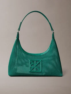 Calvin Klein Schultertasche aus Mesh mit Emblem-Logo^Damen SchultertaschenFrisch Eingetroffen|Taschen