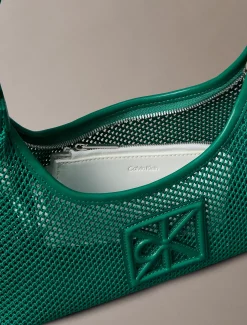 Calvin Klein Schultertasche aus Mesh mit Emblem-Logo^Damen SchultertaschenFrisch Eingetroffen|Taschen