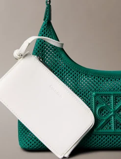 Calvin Klein Schultertasche aus Mesh mit Emblem-Logo^Damen SchultertaschenFrisch Eingetroffen|Taschen