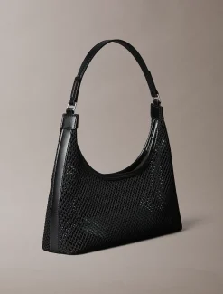 Calvin Klein Schultertasche aus Mesh mit Emblem-Logo^Damen SchultertaschenFrisch Eingetroffen|Taschen