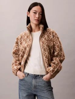 Calvin Klein Sherpa-Jacke mit Emblem^Damen JackenFrisch Eingetroffen