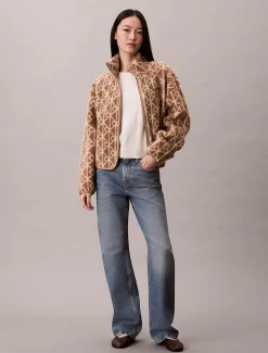 Calvin Klein Sherpa-Jacke mit Emblem^Damen JackenFrisch Eingetroffen