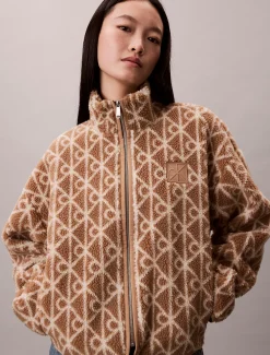 Calvin Klein Sherpa-Jacke mit Emblem^Damen JackenFrisch Eingetroffen