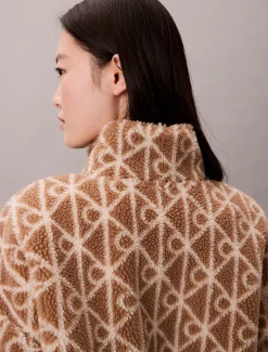 Calvin Klein Sherpa-Jacke mit Emblem^Damen JackenFrisch Eingetroffen