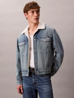 Calvin Klein Sherpa-Jeansjacke im 90er-Jahre-Look^Herren Jeansjacken|JackenFrisch Eingetroffen