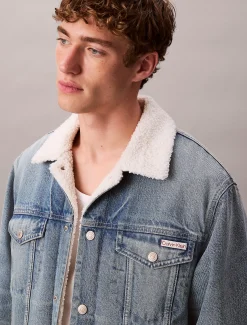 Calvin Klein Sherpa-Jeansjacke im 90er-Jahre-Look^Herren Jeansjacken|JackenFrisch Eingetroffen