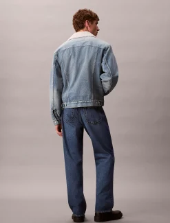Calvin Klein Sherpa-Jeansjacke im 90er-Jahre-Look^Herren Jeansjacken|JackenFrisch Eingetroffen