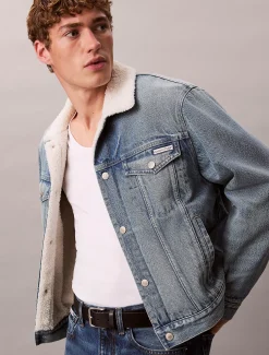 Calvin Klein Sherpa-Jeansjacke im 90er-Jahre-Look^Herren Jeansjacken|JackenFrisch Eingetroffen