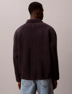Calvin Klein Sherpa-Sweatshirt mit Viertelreißverschluss am Rollkragen^Herren Hoodies & Sweatshirts