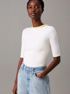 Calvin Klein Skinny Top mit U-Ausschnitt aus Modal^Damen T-shirts & Tops