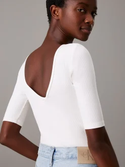 Calvin Klein Skinny Top mit U-Ausschnitt aus Modal^Damen T-shirts & Tops