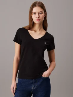 Calvin Klein Slim Fit T-Shirt mit V-Ausschnitt^Damen T-shirts & Tops