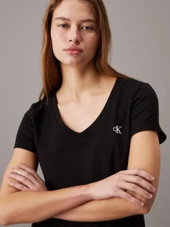 Calvin Klein Slim Fit T-Shirt mit V-Ausschnitt^Damen T-shirts & Tops