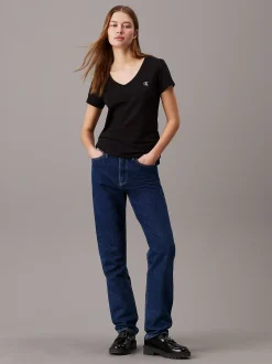 Calvin Klein Slim Fit T-Shirt mit V-Ausschnitt^Damen T-shirts & Tops
