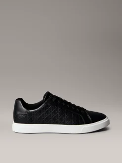 Calvin Klein Sneakers mit Leder-Emblem-Logo-Muster^Damen SneakerFrisch Eingetroffen