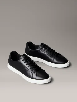 Calvin Klein Sneakers mit Leder-Emblem-Logo-Muster^Damen SneakerFrisch Eingetroffen