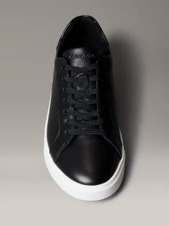 Calvin Klein Sneakers mit Leder-Emblem-Logo-Muster^Damen SneakerFrisch Eingetroffen