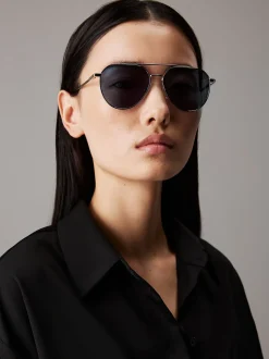 Calvin Klein Sonnenbrille Aviator CK24100S^Damen Sonnenbrillen|BademodeFrisch Eingetroffen