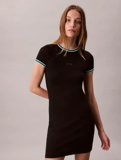 Calvin Klein Sportliches, schmales geripptes T-Shirt-Kleid^Damen Kleider & Röcke