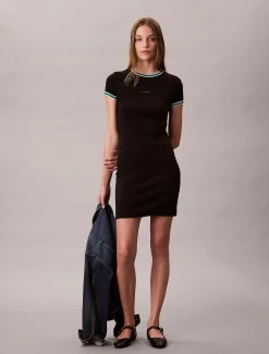 Calvin Klein Sportliches, schmales geripptes T-Shirt-Kleid^Damen Kleider & Röcke