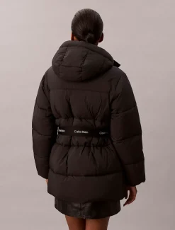Calvin Klein Steppjacke mit Kapuze und Logo-Gürtel^Damen Stepp Jacken|JackenFrisch Eingetroffen