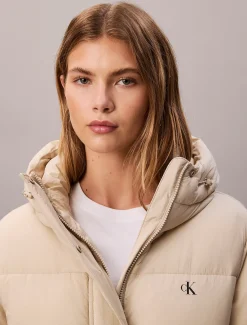 Calvin Klein Steppjacke mit Kapuze und Logo-Gürtel^Damen Stepp Jacken|JackenFrisch Eingetroffen