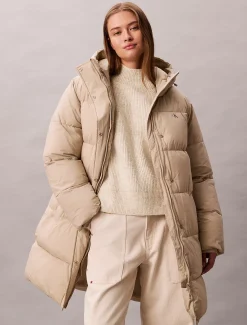 Calvin Klein Steppmantel mit Logo-Gürtel und Kapuze^Damen Mäntel|Stepp Jacken