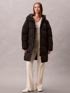 Calvin Klein Steppmantel mit Logo-Gürtel und Kapuze^Damen Mäntel|Stepp Jacken