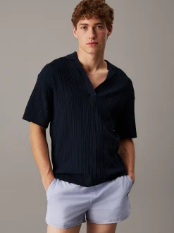 Calvin Klein Strand-Poloshirt aus weitmaschigem Strick^Herren BademodeFrisch Eingetroffen