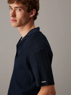 Calvin Klein Strand-Poloshirt aus weitmaschigem Strick^Herren BademodeFrisch Eingetroffen