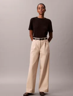 Calvin Klein Stretch-Chino-Plissee Hose mit weitem Bein^Damen Hosen & Shorts