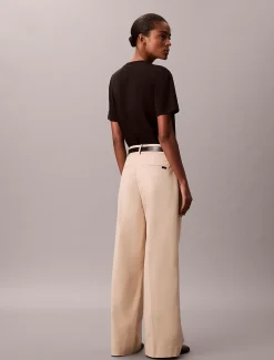 Calvin Klein Stretch-Chino-Plissee Hose mit weitem Bein^Damen Hosen & Shorts