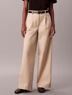 Calvin Klein Stretch-Chino-Plissee Hose mit weitem Bein^Damen Hosen & Shorts