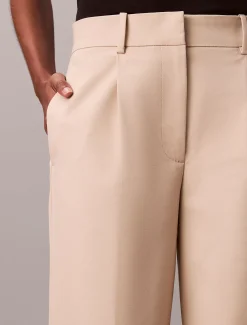 Calvin Klein Stretch-Chino-Plissee Hose mit weitem Bein^Damen Hosen & Shorts