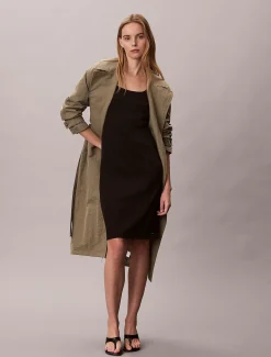 Calvin Klein Stretch-Krepp-Kleid mit U-Ausschnitt^Damen Kleider & Röcke