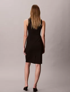 Calvin Klein Stretch-Krepp-Kleid mit U-Ausschnitt^Damen Kleider & Röcke