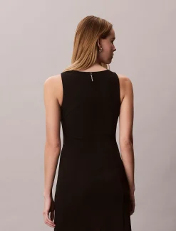 Calvin Klein Stretch-Krepp-Kleid mit U-Ausschnitt^Damen Kleider & Röcke