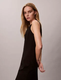 Calvin Klein Stretch-Krepp-Kleid mit U-Ausschnitt^Damen Kleider & Röcke