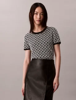 Calvin Klein Strick-Cap Sleeve Baby-T-Shirt^Damen Strickdesigns