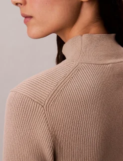 Calvin Klein Strickkleid aus Baumwolle mit Rollkragen^Damen Kleider & Röcke