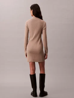 Calvin Klein Strickkleid aus Baumwolle mit Rollkragen^Damen Kleider & Röcke