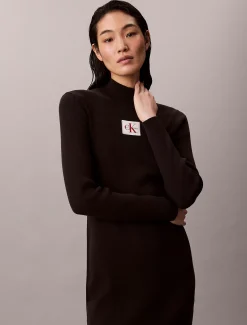Calvin Klein Strickkleid aus Baumwolle mit Rollkragen^Damen Kleider & Röcke