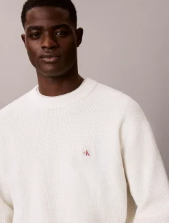 Calvin Klein Strickpullover aus Baumwolle mit Waffelstruktur^Herren Strickdesigns
